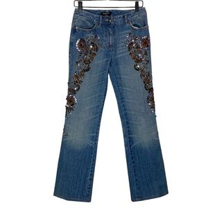Etcetera beaded boot cut jeans
